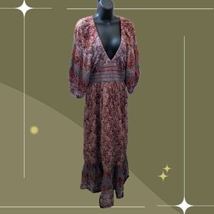 ✨ NWT Free People Golden Hour Maxi Dress In Tea Combo Size M
